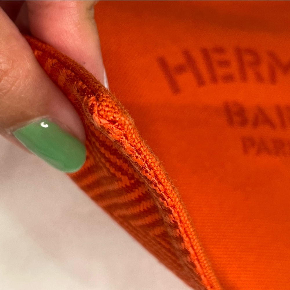 Hermes Orange Bain Flat Canvas Pouch 🧡 - Picture 7 of 13